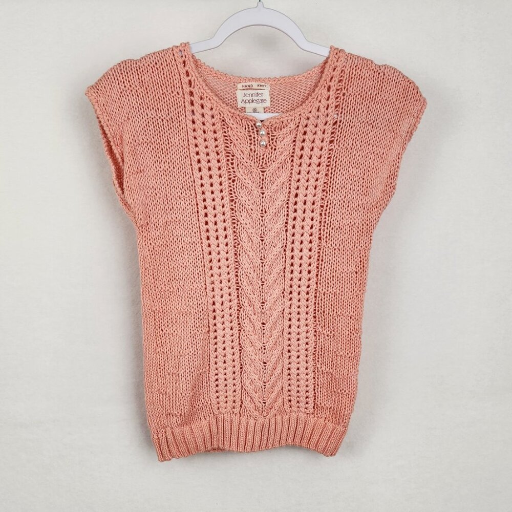 Jennifer Applegate Hand Knited Womens Sweater Size S Pink